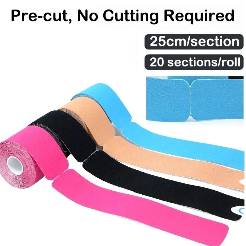Precut Kinesiology Tape (Pre-Slit Musculus Tape) - Hypoallergenic, Water-Resistentes, 180 Sentio Tractum
